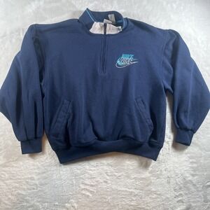 Vintage Nike Medium Double Nike Double Swoosh Late 80's Pullover 1/4 Zip LS